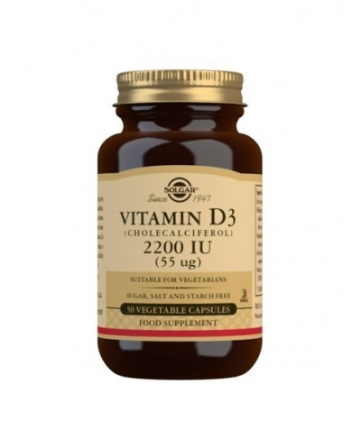 Vitamina D3 (Colecalciferol) 2200 IU 55mg SOLGAR 50 capsulas