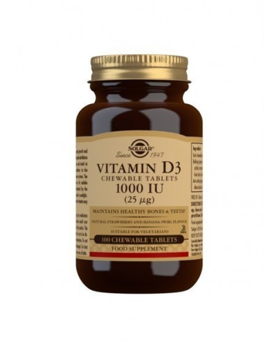 Vitamina D3 1000 IU 25 mg SOLGAR 100 masticables
